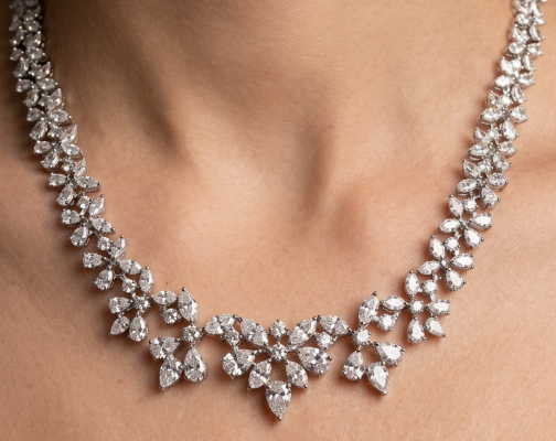 PEAR & MARQUISE FULL DIAMOND NECKLACE