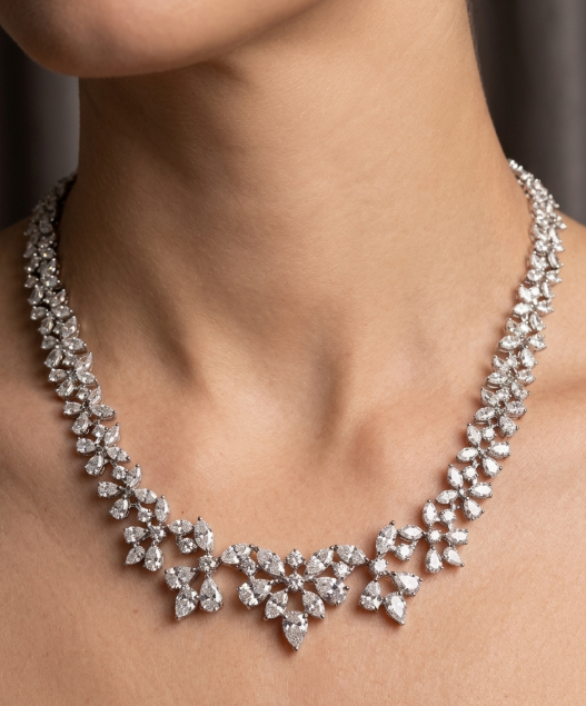 PEAR & MARQUISE FULL DIAMOND NECKLACE