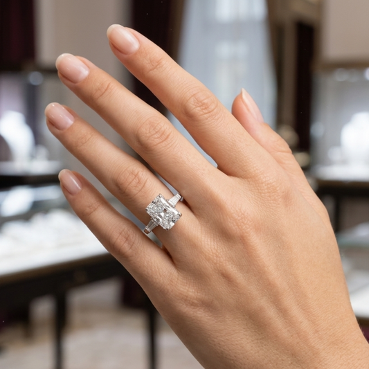 5CT Radiant w. Side Baguette Ring (LARJS3758)