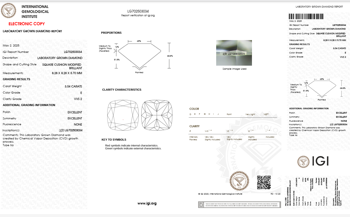 3CT EACH SQUARE CUSHION DIAMOND EARRING (LARJS3517)