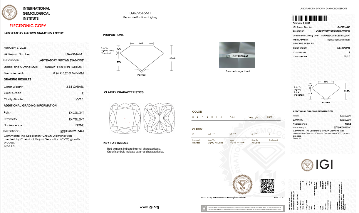 3CT EACH SQUARE CUSHION DIAMOND EARRING (LARJS3517)