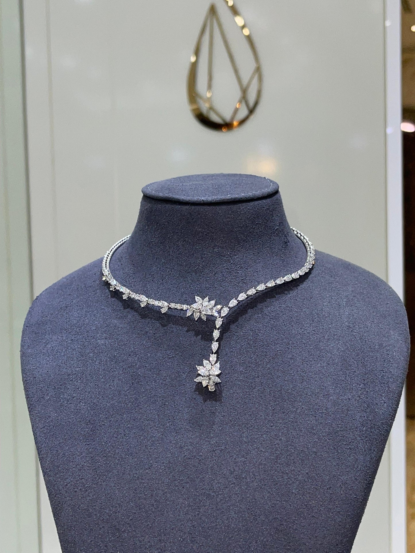 PEAR AND MARQUISE ONE LINE FLOWER STYLE CHOKER ARJS3932