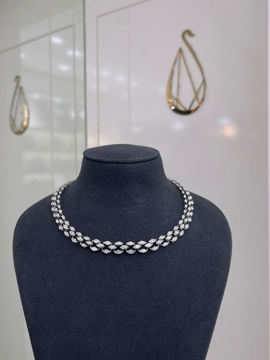 MARQUISE THREE LINE NECKLACE (ARJS4035)
