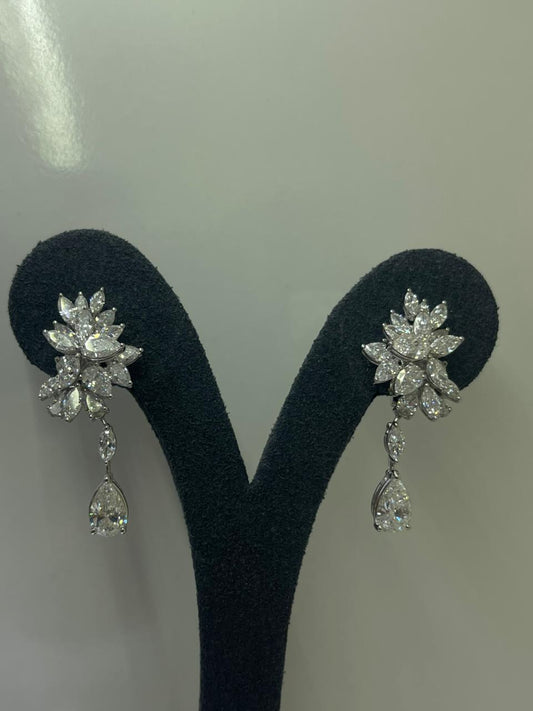 90PT PEAR DANGLING MIX SHAPE EARRING (ARJS3901)