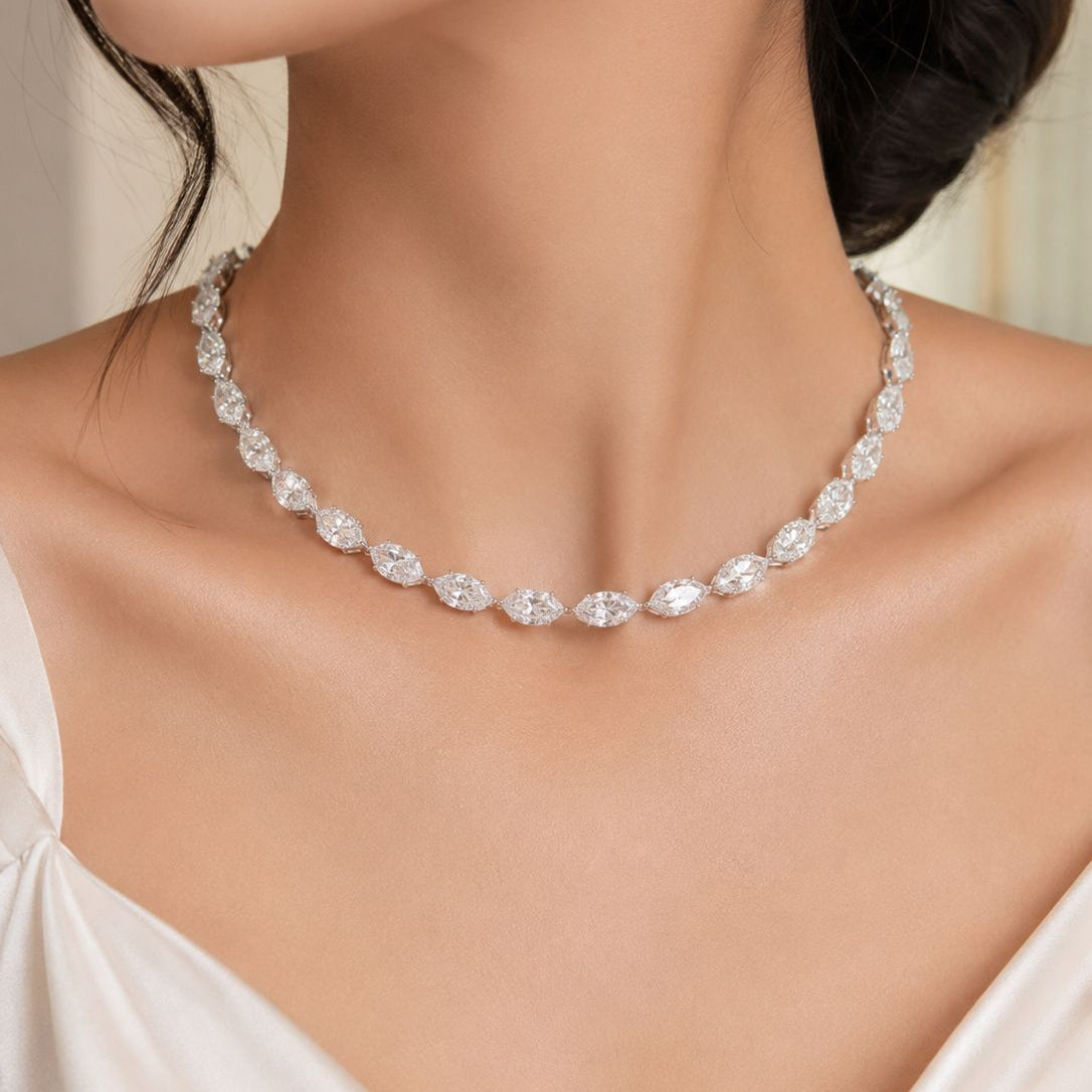 90 Pointer Marquise One Line Necklace (ARJS4115)