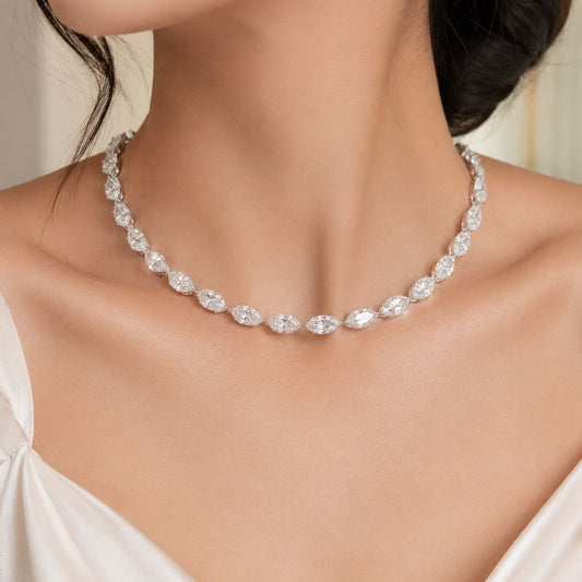 90 Pointer Marquise One Line Necklace (ARJS4115)