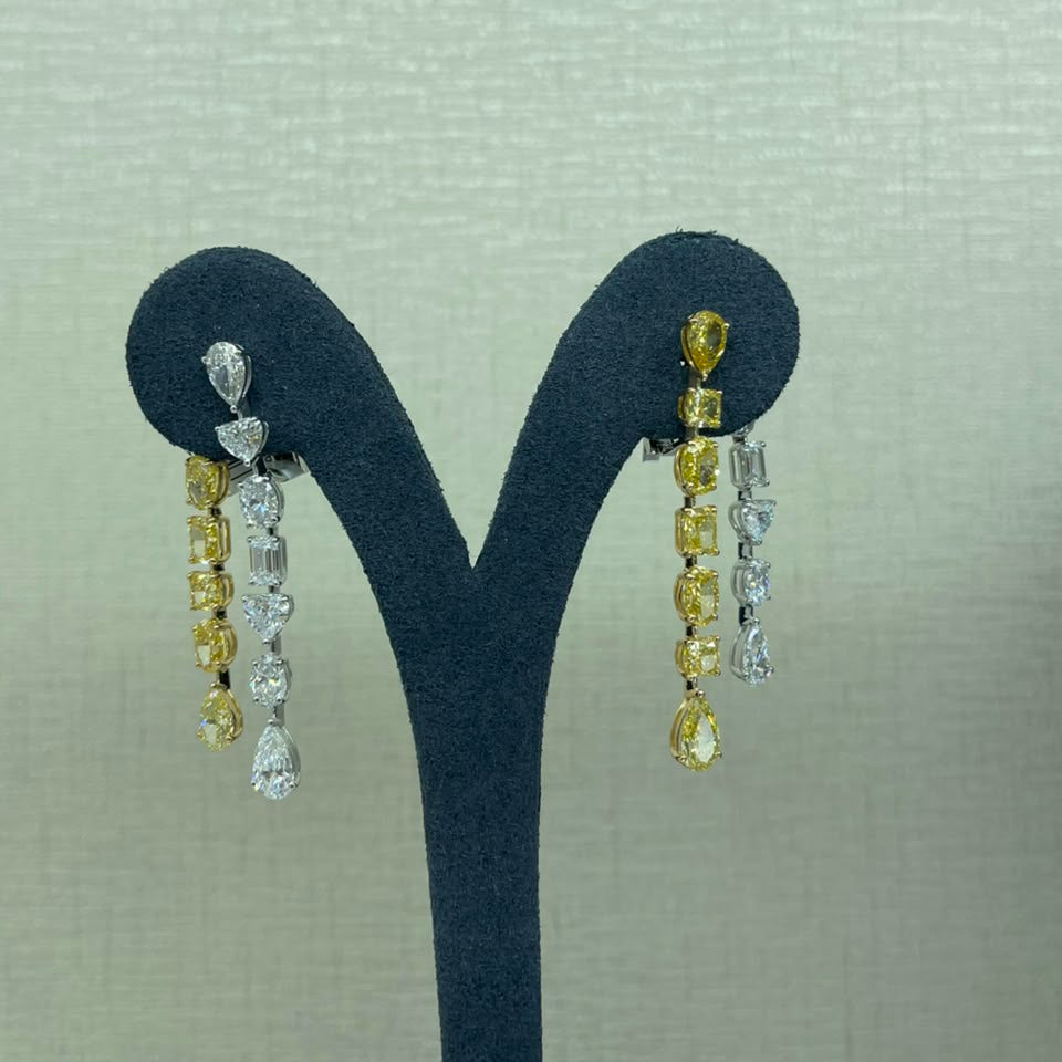 MIX SHAPE YELLOW WHITE EARRING (ARJS4114)
