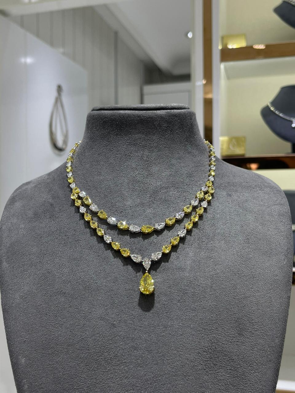 5 CARAT IN CENTRE PEAR TWO LINE NECKLACE (ARJS3373)