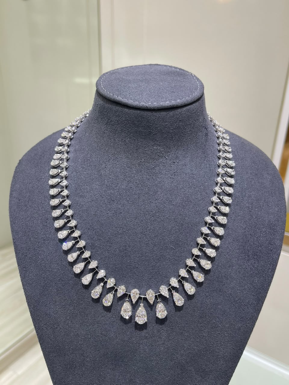 2 CARAT PEAR GRADUATION  TWO LINE NECKLACE (ARJS4091)