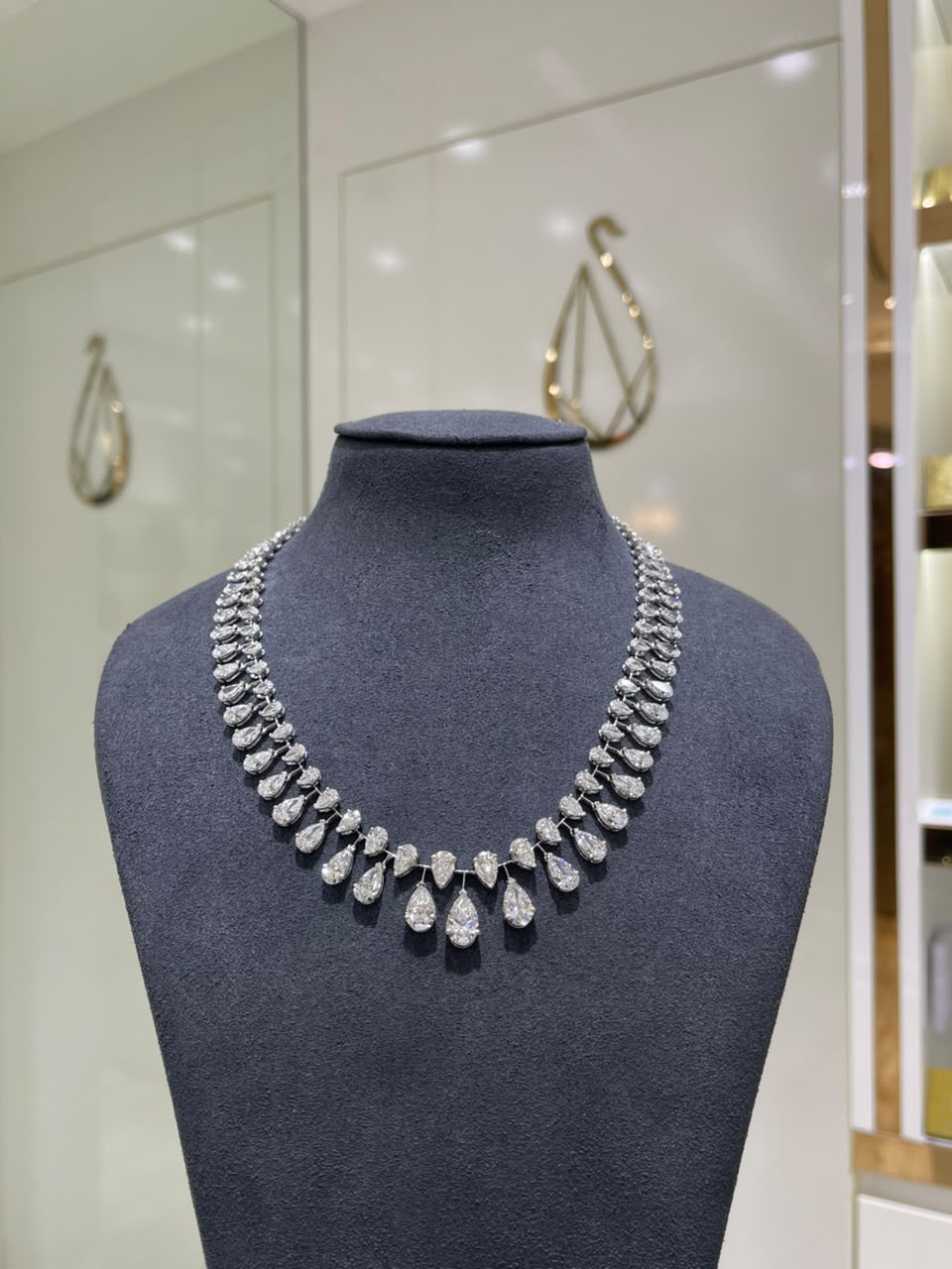 2 CARAT PEAR GRADUATION  TWO LINE NECKLACE (ARJS4091)