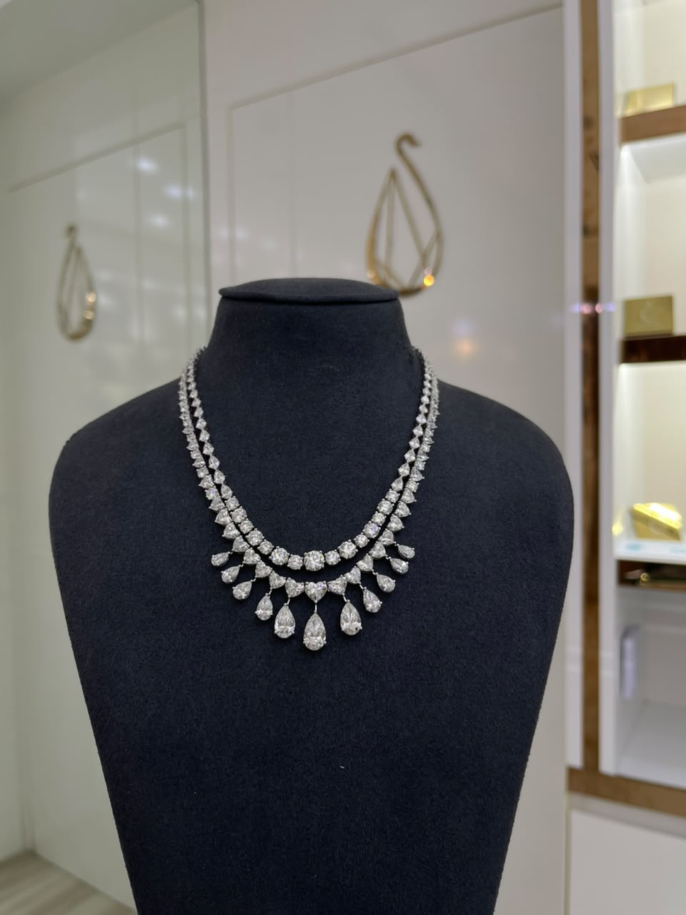 Pear , Round & Heart Layered Necklace