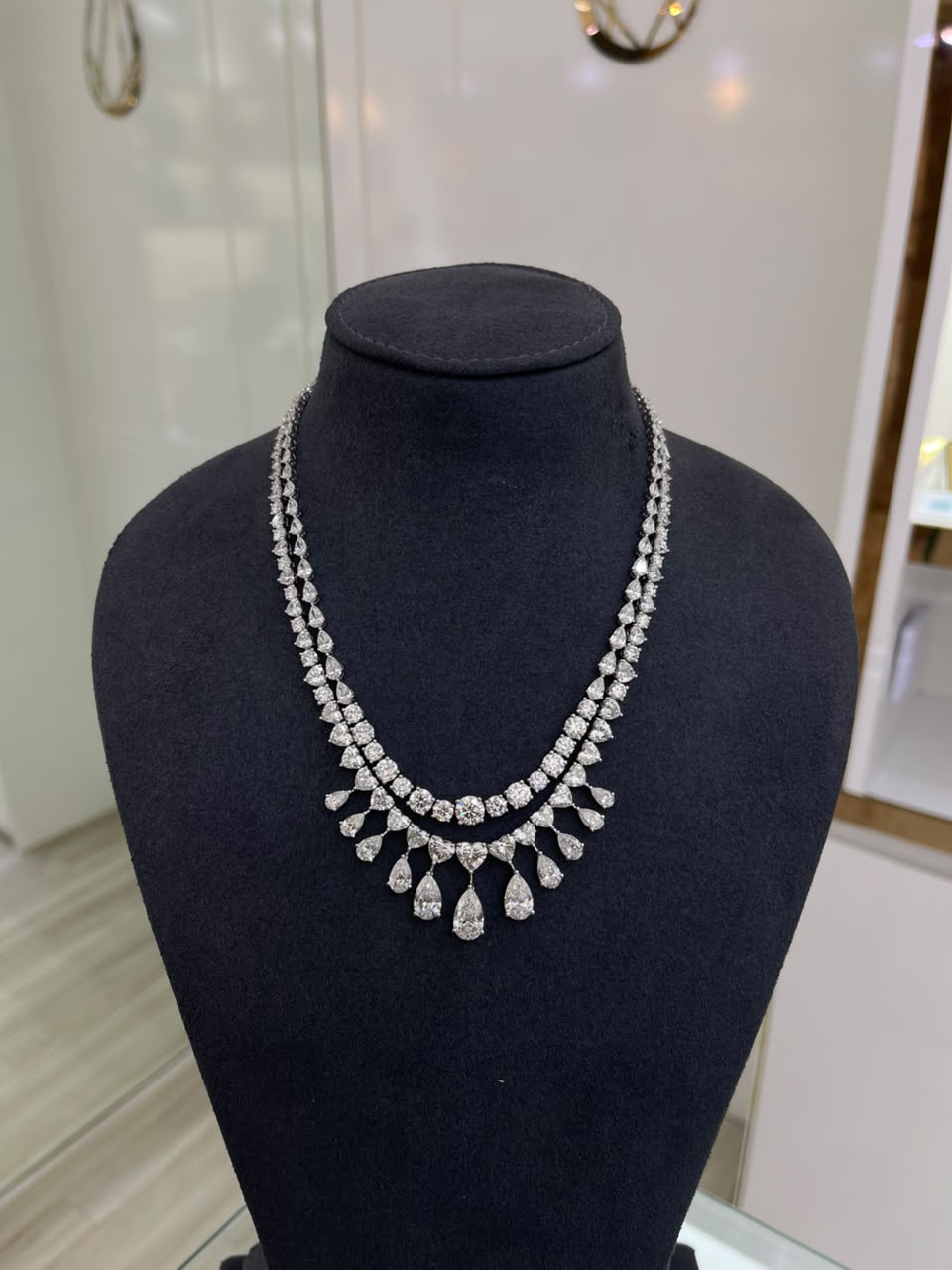 Pear , Round & Heart Layered Necklace