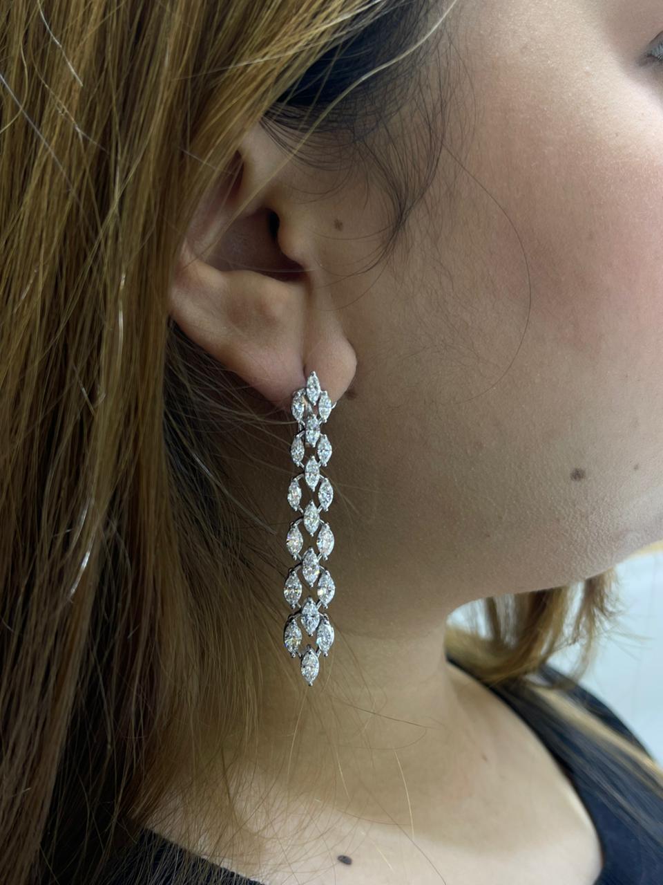 MARQUISE THREE LINE ATTACHED BIG EARRING (ARJS4036)
