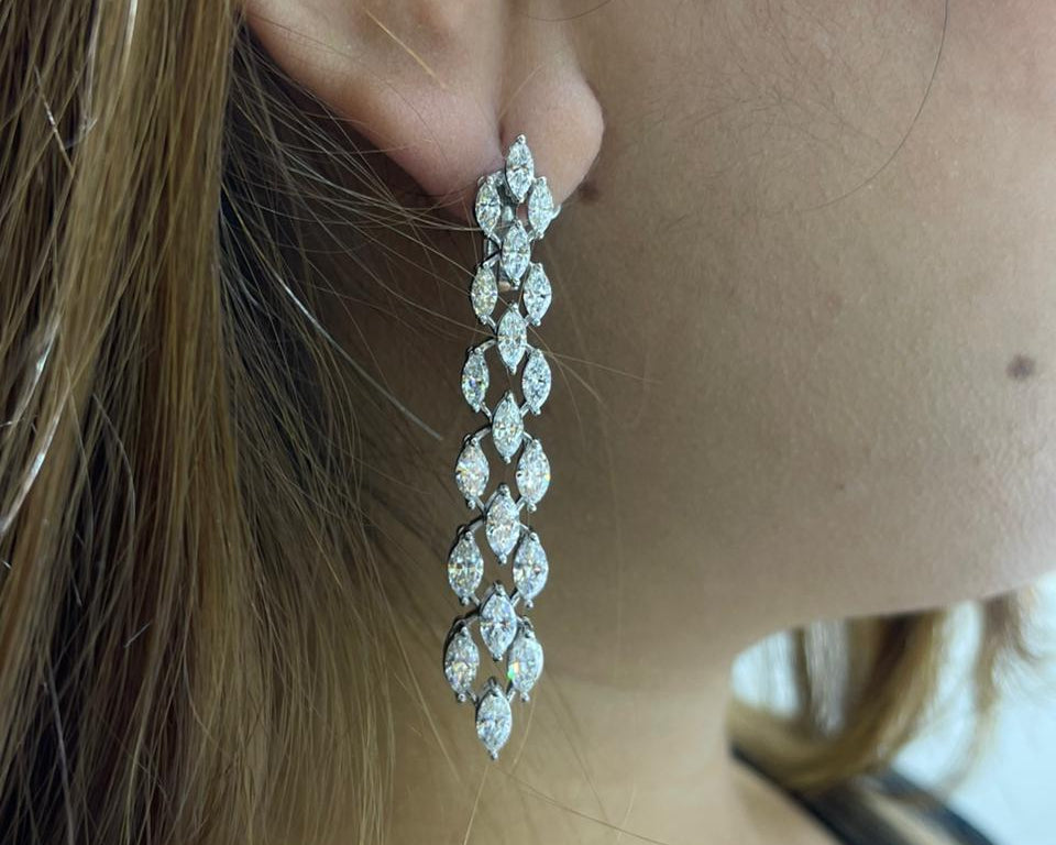 MARQUISE THREE LINE ATTACHED BIG EARRING (ARJS4036)