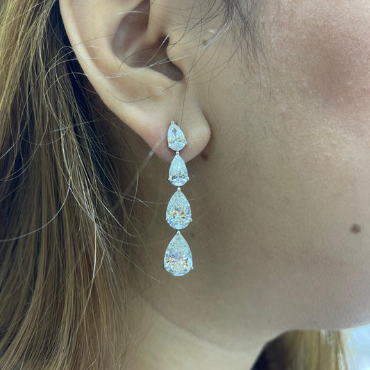 3 Carat Pear Graduation Earring (ARJS4067)