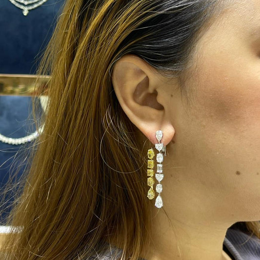 MIX SHAPE YELLOW WHITE EARRING (ARJS4114)