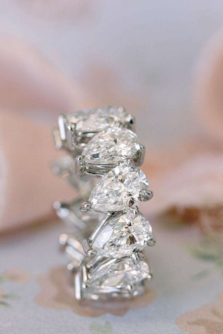 Pear Cut Diamond Eternity Band in White Gold (ARJS3293)