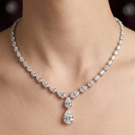 3 Carat Pear Brilliance Drop Necklace (ARJS4054)