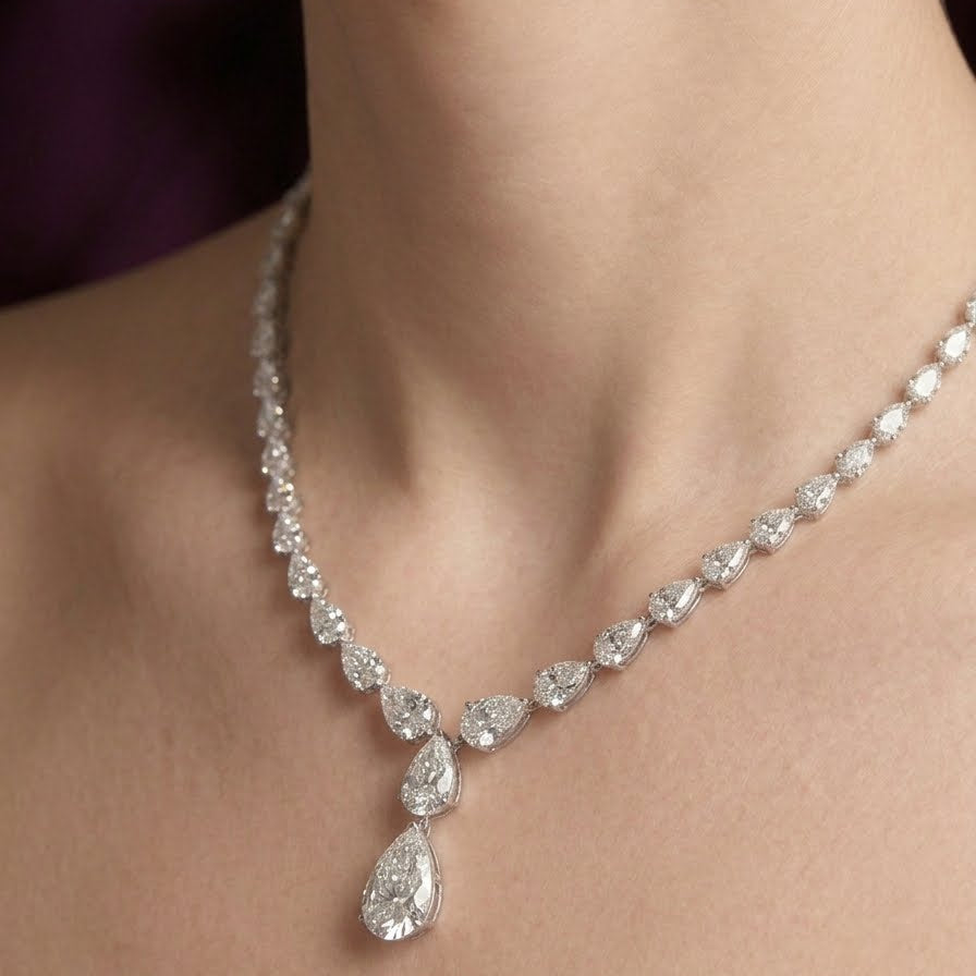 3 Carat Pear Brilliance Drop Necklace (ARJS4054)