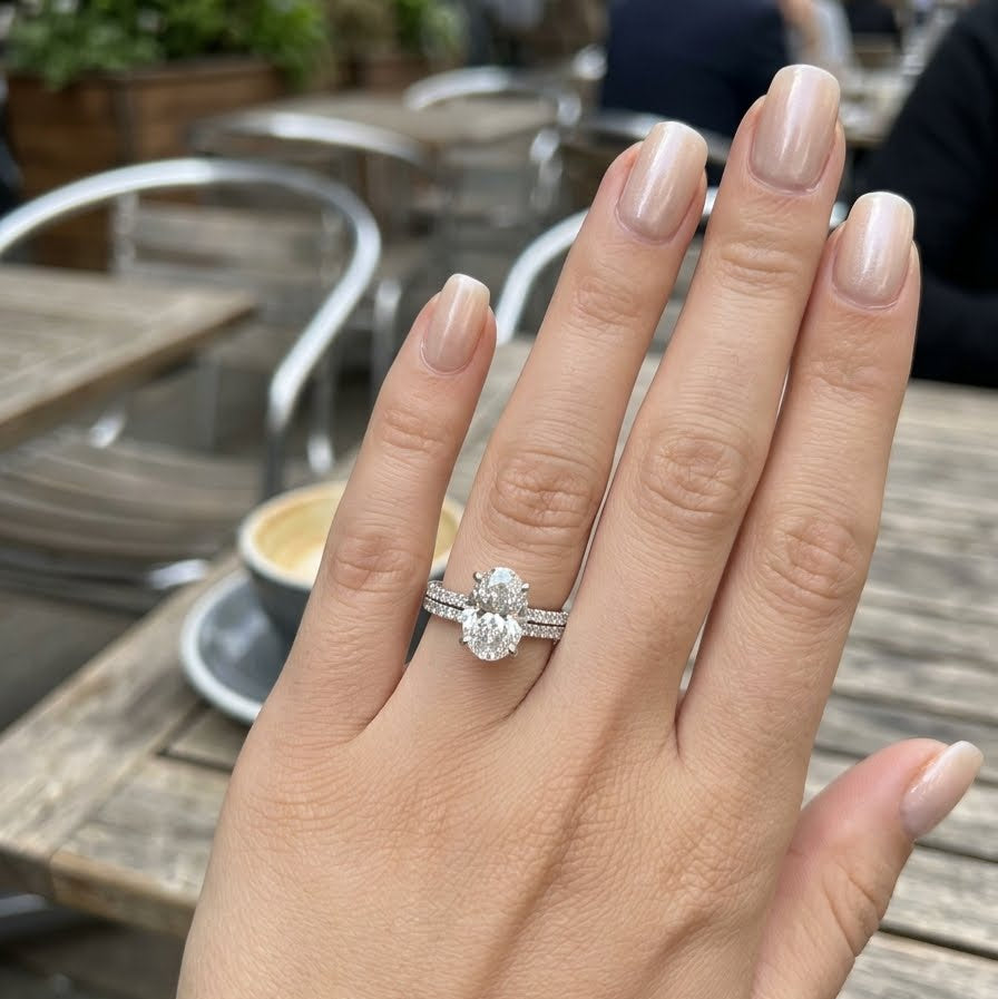 3 Carat Oval with round Band Twin Ring (ARJS3053B)
