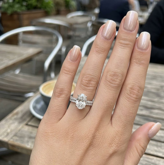 3 Carat Oval with round Band Twin Ring (ARJS3053B)