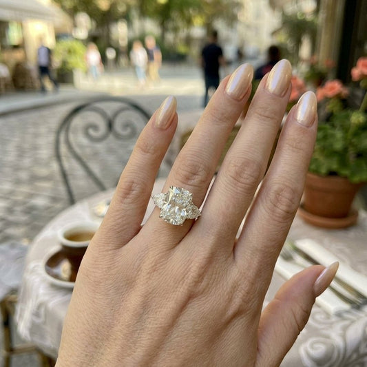 Three-Stone Cushion Trilogy Setting with Heart Accents and Diamond-Set Shank (ARJS4317)