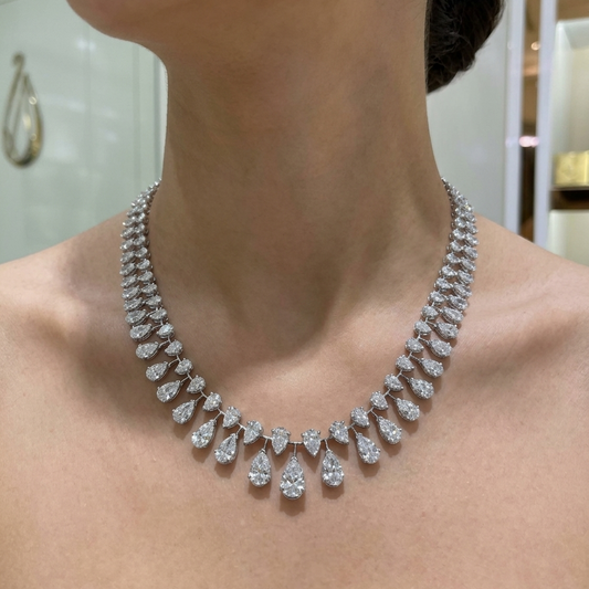 2 CARAT PEAR GRADUATION  TWO LINE NECKLACE (ARJS4091)