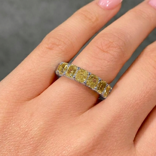 50PT CUSHION FANCY YELLOW DIAMOND ETERNITY BAND (CTA1325)