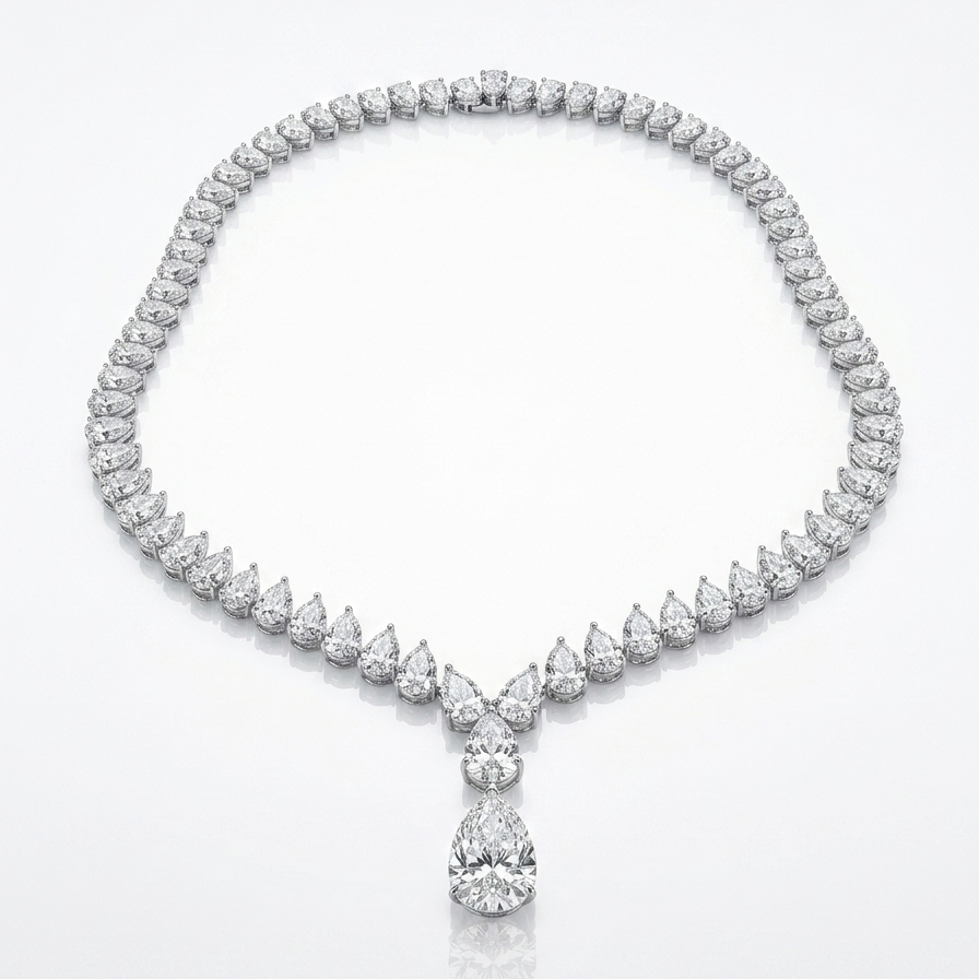 10 Carat Pear Graduation Necklace (ARJS4057)