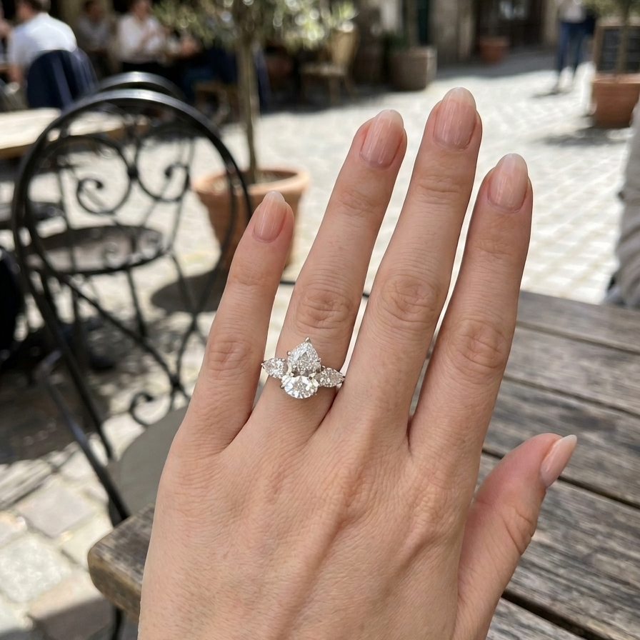 3 Carat Pear Triology Ring (ARJS3943)