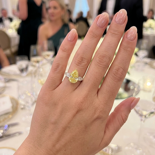 5 Carat Fancy Yellow Pear Trilogy Ring (ARJS4188)