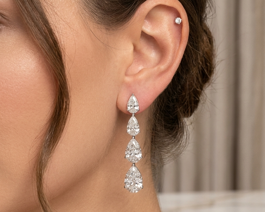 3 Carat Pear Graduation Earring (ARJS4067)