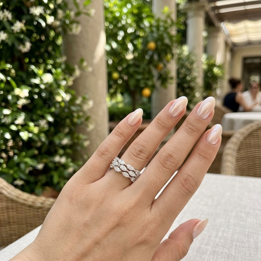 Three-Row Marquise Cut Diamond  Half Eternity Ring (ARJS4295)