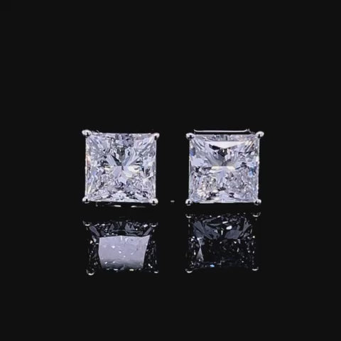 3 CT EACH PRINCESS DIAMOND STUDS (ARJS3210)