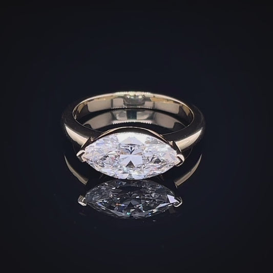 2CT MARQUISE YELLOW GOLD DIAMOND RING (ARJS3411)