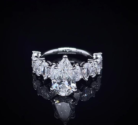 2CT PEAR WITH 20PT PEAR SIDE DIAMOND RING (LARJS3587)