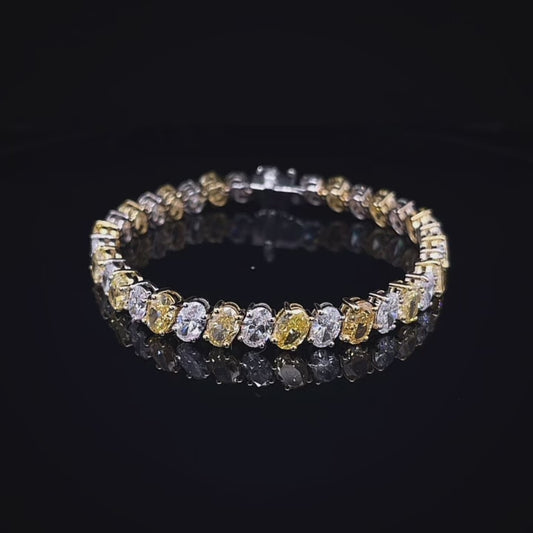 50PT FANCY YELLOW OVAL DIAMOND BRACELET (ARJS3327)