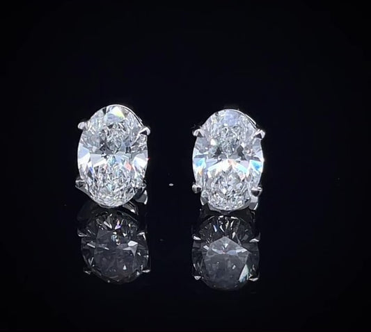 2CT EACH OVAL DIAMOND EARRING (LARJS3538)